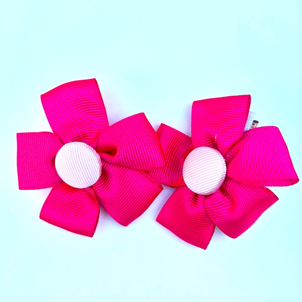 Pair of Bows Flower Ribbon Pink Brand New for Girl Hair Accesories BUNDLE OFFER